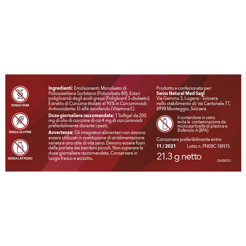 SwissNaturalMed Biocurcumin etichetta